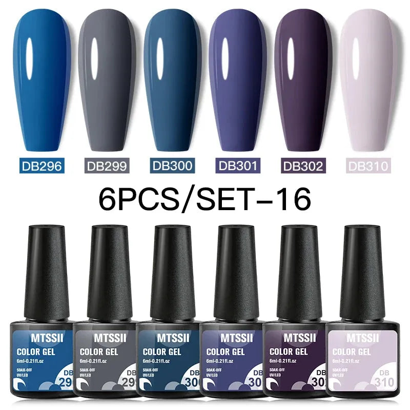 6PCS/SET Color Nail Gel Polish Set Kits  Base Top Coat  Varnish Soak Off UV Gel LED Semi Permanent All For Manicure Nail Art - Shop & Buy