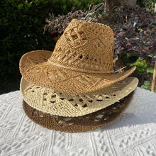 Load image into Gallery viewer, Straw Hat for Women Men Summer Handmade Classic Vintage Hollow Out  Western Curled Wide Brim Sun Hat
