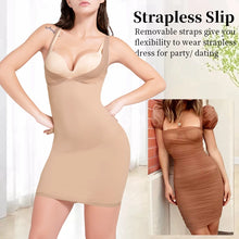 Load image into Gallery viewer, Women&#39;s Full Slip Adjustable Spaghetti Strap Camis Mini Dress Deep V Neck Underbust Push Up Breast Underdress Smooth Body Shaper
