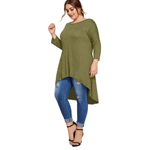 Load image into Gallery viewer, Plus Size Long Sleeve Elegant Tops Women Long Hi Low Fit Flare Spring Autumn Swing Blouse
