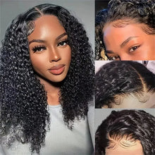 Load image into Gallery viewer, 13x4 Kinky Curly Bob Wig Human Hair Lace Frontal Wigs 180 Density Glueless Wigs Deep Curly Wig 10-16inch
