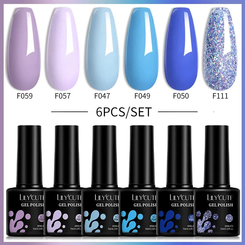 6Pcs/Set Macaron Color Gel Nail Polish Set Kit Spring 6 Colors UV LED Nail Art Gel Vernis Semi Permanent Base Top Coat - Shop & Buy