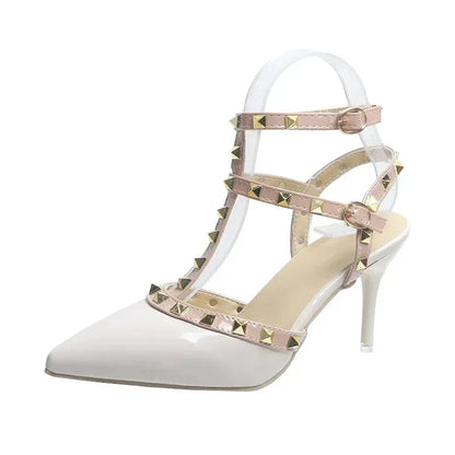 Women's Shoes Rivets Sandals Female Summer  Thick with Fine with High-heeled Shoes - Shop & Buy