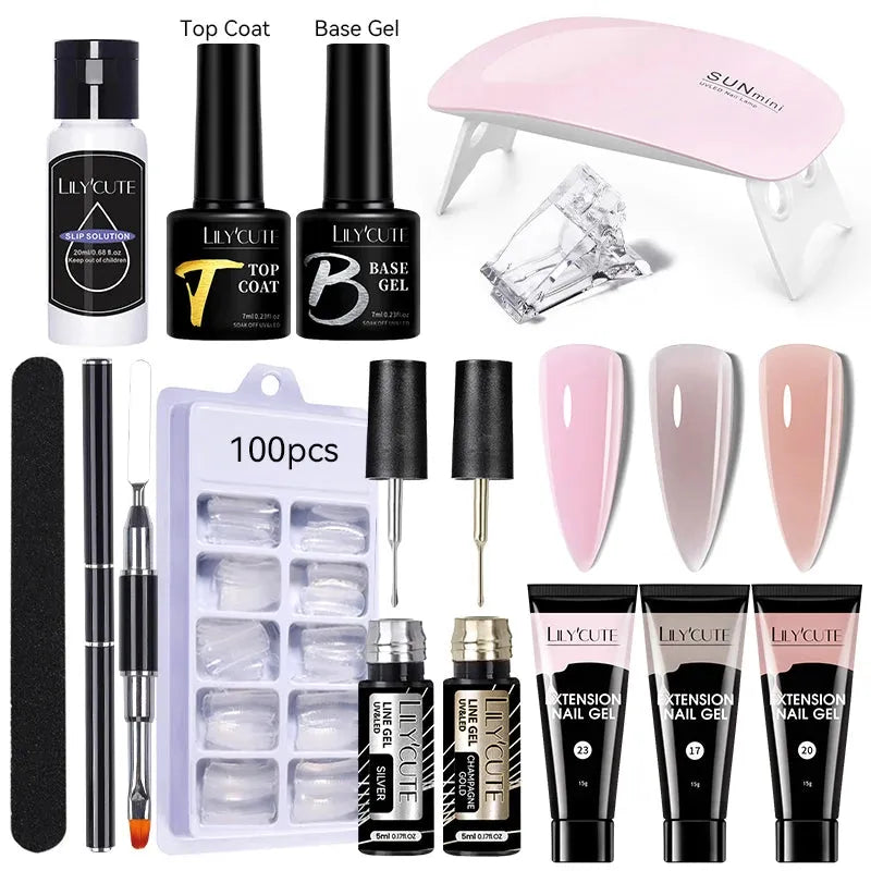 Nail Gel Set 6W LED Lamp Full Manicure Set Vernis Semi Permanent Quick Extension Nail Kit Gel Set For Nails Tool Kit - Shop & Buy