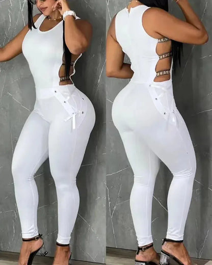 Women's Hollow Out Jumpsuit Summer Clothes Sleeveless Sexy Ladder Yoga Seamless Gym Skinny - Shop & Buy