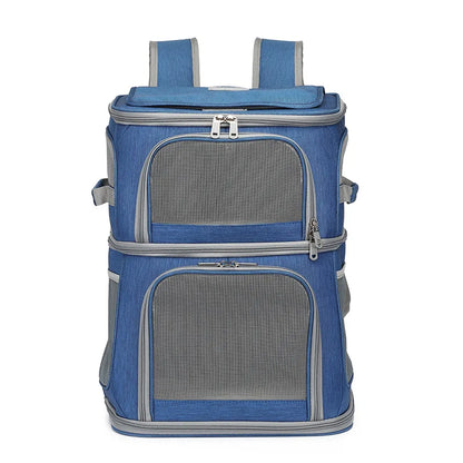 Double-Compartment Pet Carrier Backpack for Small Dogs and 2 Cats Super Ventilated Design Outdoor Cat Backpack Carrier Dog Bags