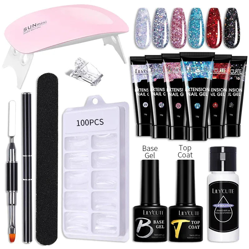 Nail Gel Set 6W LED Lamp Full Manicure Set Vernis Semi Permanent Quick Extension Nail Kit Gel Set For Nails Tool Kit - Shop & Buy