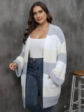 Load image into Gallery viewer, Winter Casual Long Plus Size Sweater Cardigan Women Stripe Large Cardigans Ladies Loose Oversized Knitted Coat
