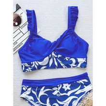 Load image into Gallery viewer, Printed Splicing Ruffled Female Swimsuit High Waist Bikini Women Swimwear Two-pieces Bikini set Bather Bathing Suit
