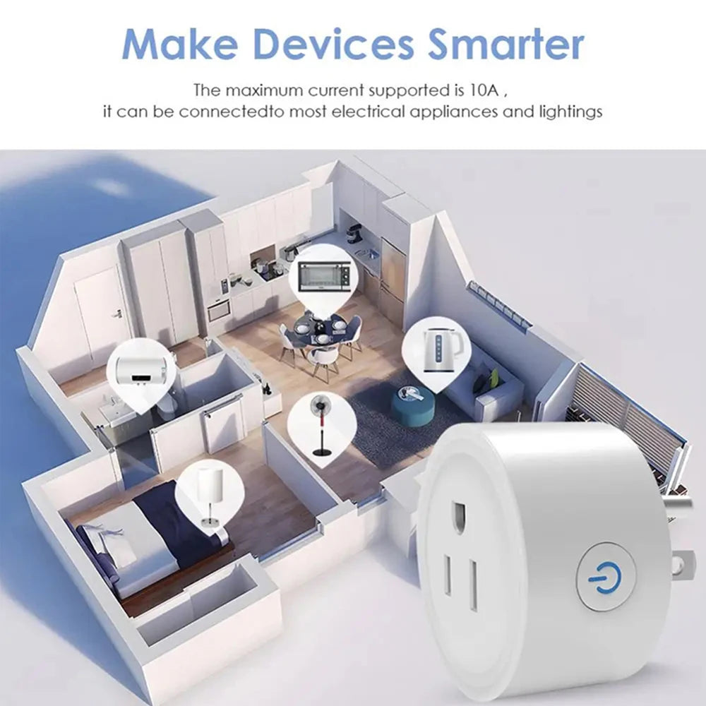 10A Wifi Smart Plug US Socket Wireless Switch Smart Home App Scene Linkage Support Alexa Google Home Voice Assitant Control Plug