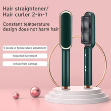 Load image into Gallery viewer, Multifunctional Hair Straightener Brush Negative Ion Hair Straightening Comb 2 In 1 Hair Curler Straightening Brush for Curly
