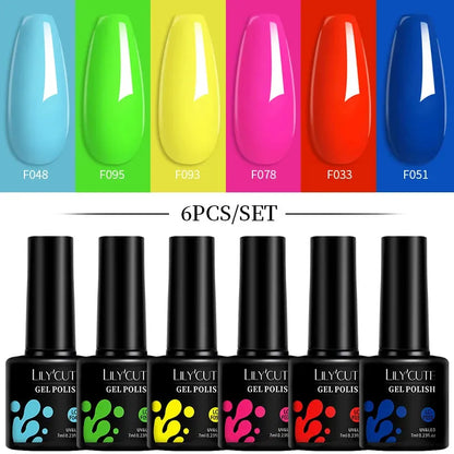 6Pcs/Set Macaron Color Gel Nail Polish Set Kit Spring 6 Colors UV LED Nail Art Gel Vernis Semi Permanent Base Top Coat - Shop & Buy