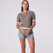 Load image into Gallery viewer, Summer Short Sleeve Polo Shirt Women Classic Striped Knit Polo Shirts Pullover Zipper
