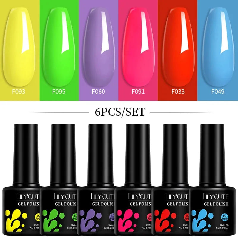 6Pcs/Set Macaron Color Gel Nail Polish Set Kit Spring 6 Colors UV LED Nail Art Gel Vernis Semi Permanent Base Top Coat - Shop & Buy