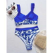 Load image into Gallery viewer, Printed Splicing Ruffled Female Swimsuit High Waist Bikini Women Swimwear Two-pieces Bikini set Bather Bathing Suit
