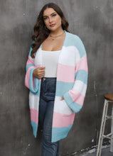 Load image into Gallery viewer, Winter Casual Long Plus Size Sweater Cardigan Women Stripe Large Cardigans Ladies Loose Oversized Knitted Coat
