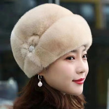 Load image into Gallery viewer, New Mom Style Hat Women&#39;s Winter Artificial Mink Hair Top Hat Fashion Leather Warm Hat
