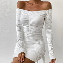 Load image into Gallery viewer, Sexy Ruffle Short Club Dress Ladies Autumn White Bodycon Dresses For Women Party Tight Mini Dress Clubwear
