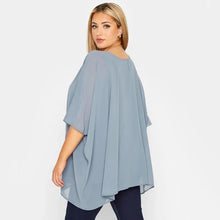 Load image into Gallery viewer, Plus Size Loose Batwing Sleeve Elegant Summer Cape Blouse Women 3/4 Sleeve Casual Work Office Tunic Tops
