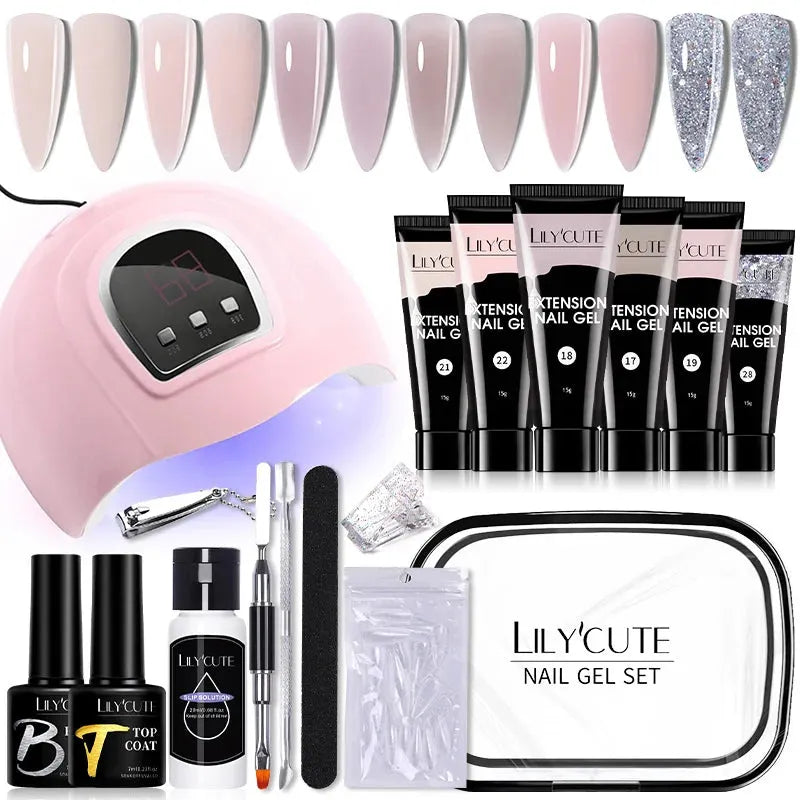 15ml Nail Extension Gel Set With UV Lamp Full Manicure Set Slip Solution Nail Art Quick Extension Gel Tool Set - Shop & Buy