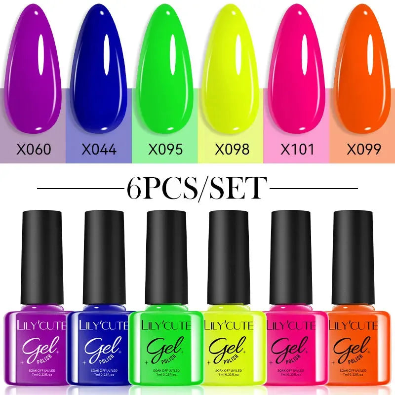 6Pcs/Set Reflective Colorful Liner Gel Nail Polish Kit Sparkling Glitter Flower Drawing Painting Stripe Pull Line Gel - Shop & Buy