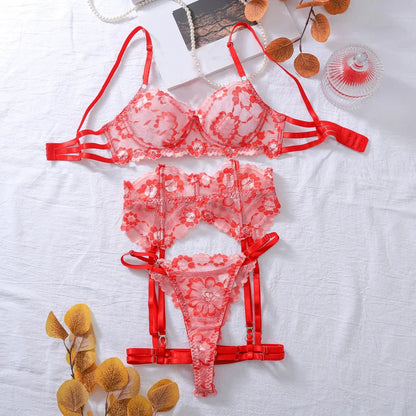 Women's Erotica Set Comfortable Floral Lace Lace Body Shaping Sexy Lingerie - Shop & Buy