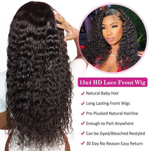 Load image into Gallery viewer, 180% Density Deep Wave 13X4 Transparent Lace Frontal Wigs Human Hair Brazilian Remy Wave Hair
