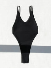 Load image into Gallery viewer, Solid Color Black One Piece Swimsuit for Women Sexy V-neck Suspender Backless Monokini
