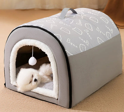 Warm Dog House Detachable Pet Sleeping Bed for Small Medium Dogs Cats Soft Non-slip Dog Kennel Puppy Kitten Nest Pet Supplies