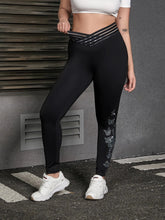 Load image into Gallery viewer, Plus Size Women&#39;s Legging Rhinestone Butterfly Pattern Stretch Pants V-Waist Knit Fashion
