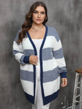 Load image into Gallery viewer, Winter Casual Long Plus Size Sweater Cardigan Women Stripe Large Cardigans Ladies Loose Oversized Knitted Coat
