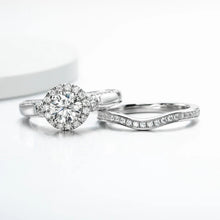 Load image into Gallery viewer, Total 1.62ctw Moissanite Wedding Rings Set For Women Solid 925 Silver Engagement Ring
