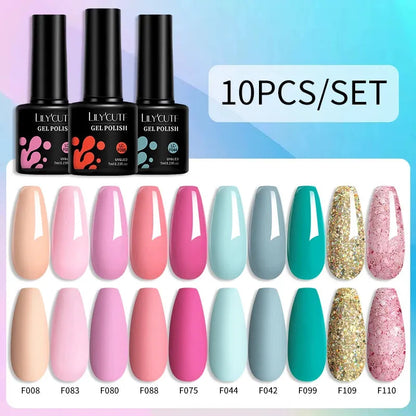 10PCS/Set Gel Nail Polish Brown Earth Coffee Color Series Gel Semi Permanent UV LED Gel Nail Art Soak Off Nail Gel Set - Shop & Buy