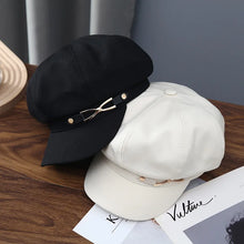 Load image into Gallery viewer, Panama Autumn and Winter Women&#39;s Duck Tongue Beret Fashion Elegant Chain Octagonal Hat
