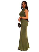 Load image into Gallery viewer, Elegant Women Dress Summer Fashion Simple Solid Sleeveless Cinched Waist Maxi Bodycon Streetwear
