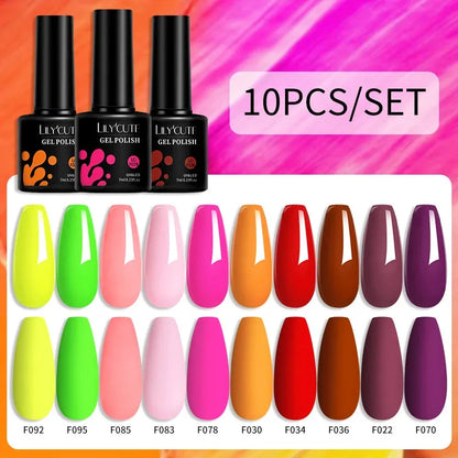 10PCS/Set Gel Nail Polish Brown Earth Coffee Color Series Gel Semi Permanent UV LED Gel Nail Art Soak Off Nail Gel Set - Shop & Buy