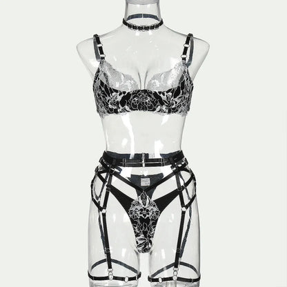 Women's New Fashion Embroidered Lace Patchwork Cross Sexy Lingerie Set - Shop & Buy