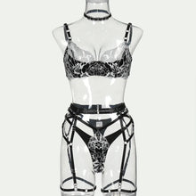 Load image into Gallery viewer, Women&#39;s New Fashion Embroidered Lace Patchwork Cross Sexy Lingerie Set
