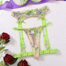 Load image into Gallery viewer, Neon Sexy Erotic Lingerie Fantasy Delicate Onlyfans Kit Five-Pointed Star Embroidery Transparent Foul Underwear
