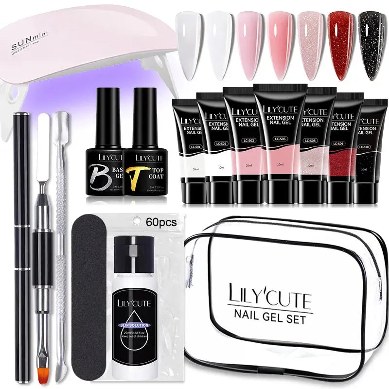 10ML Extension Nail Gel Set Manicure Set With 6W UV Lamp Finger Extend Mold Nail Kit Nail Art Quick Extension Tool Kit - Shop & Buy