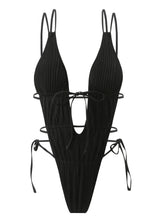 Load image into Gallery viewer, Solid Color One Piece Swimsuit Women Lace-up Drawstring Suspender Backless Bikini Monokini
