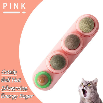 Natural Catnip Cat Wall Stick-On Ball Toy Scratchers Treats Healthy Natural Removes Balls To Promote Digestion Cat Grass Snack