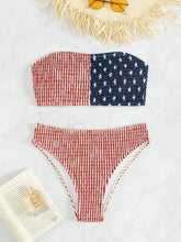 Load image into Gallery viewer, Sexy Strapless Women 2 Piece Swimsuit American Flag Style Print Bikini Set High Wait
