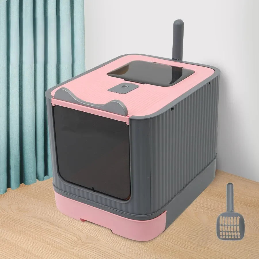 Fully Enclosed Cat Litter Box, Folding Drawer Design, Deodorizing Cat Toilet with Splash Guard, Suitable for Most Cat