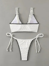 Load image into Gallery viewer, Sexy Micro Bikini Women White Patchwork Drawstring Push Up Swimsuit
