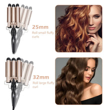 Load image into Gallery viewer, 3 Tubes Hair Curling Iron  25 32mm Electric Hair Curlers Wave Hair Style Triple Barrel Egg Roll Hair Styling Beauty Hair Device
