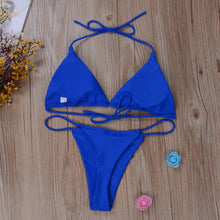 Load image into Gallery viewer, Women Bikini Set Sexy Side Tie Thong Swimsuit Bandage Style Brazilian Swimwear
