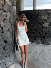 Load image into Gallery viewer, Women Fashion Stand Collar Sleeveless Mini Dress Elegant Solid Off Shoulder Slim Fits Dresses
