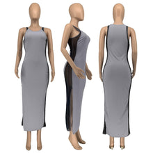 Load image into Gallery viewer, Prowow Sexy Mesh Spliced Women Maxi Dress Hemline Split Sleeveless Skinny Female Clothing Summer Solid Color Party Wear