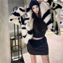 Load image into Gallery viewer, Winter Fur Coat Zebra color Short Women&#39;s Jacket New Top Thickened
